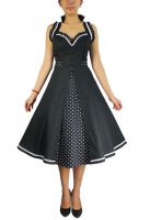 Plus Size Retro Black and Polka Dot Rockabilly Ruffle Halter Dress