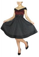 Plus Size Burgundy and Black Polka Dot Retro Rockabilly Dress