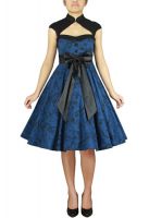 Plus Size Blue and Black Printed Archaize Pinup Dress