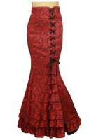 Plus Size Jacquard Red Gothic Fishtail Ruffles Skirt