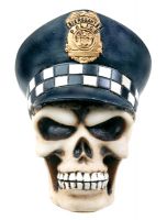 Copper Skull Police Skeleton Figurine