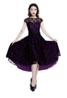 Plus Size Purple & Black Gothic Hi Lo Lace Short Sleeve Dress
