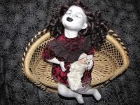 Sleeping Child on Bench Sitting Laying Creepy Horror Doll by Christie Creepydolls
