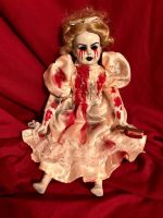 OOAK Sitting Tears of Blood w Knife Creepy Horror Doll Art by Christie Creepydolls