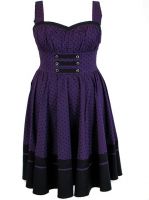 Plus Size Black and Purple Polka Dot Flirty Rockabilly Dress