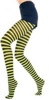 Plus Size Opaque Black & Neon Yellow Fairy Striped Tights