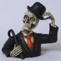 Charlie Chaplin Skull Skeleton Figurine
