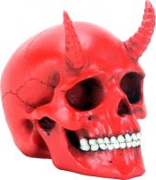 Small Red Horned Demon Skull Figurine