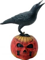 Raven on Skeleton Pumpkin Figurine