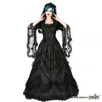 Sinister Gothic Plus Size Black Multilayer Long Mesh Fairytale Skirt w Bows