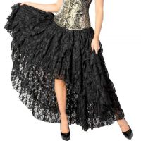 Burleska Plus Size Amelia Black Lace Gothic Hi Low Burlesque Skirt