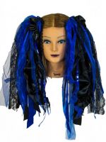 Black & Royal Blue Gothic Ribbon Hair Falls by Dreadful Falls