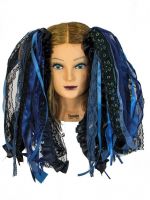 Black and Storm Blue Gothic Ribbon Hair Falls by Dreadful Falls