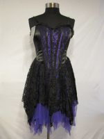 Dark Star Black and Purple Satin Velvet Lace Gothic Mini Dress