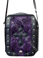 Dark Star PVC Black and Purple Cobweb Cross Shoulder Bag