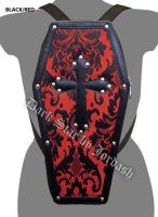 Dark Star Red Gothic PVC Coffin Cross Stud Backpack Purse