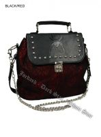 Dark Star Black and Red Gothic Cobweb and Spider PVC Handbag & Shoulder Purse