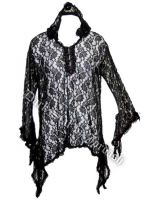 Dark Star Gothic Black Lace Hooded Cape with Rosettes