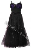 Dark Star Gothic Purple & Black Hard Tulle Ribbon Lace Ball Gown
