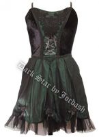 Dark Star Satin Velvet Black & Green Gothic Lolita Dress