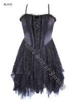 Dark Star Black Satin Velvet Lace Gothic Mini Dress