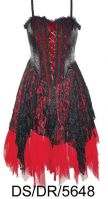 Dark Star Black and Red Satin Velvet Lace Gothic Mini Dress
