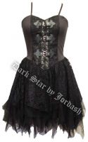 Dark Star Black Satin Lace PVC Gothic Mini Dress