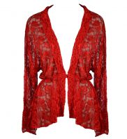 Dark Star Red Lace Gothic Duster Jacket w Frog Fastening