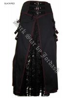 Dark Star Gothic Black and Red Stitch Buckle Lace Skirt