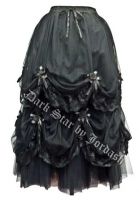 Dark Star Long Black Satin Roses Gothic Fairytale Skirt