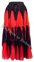 Dark Star Gothic Black & Red Cobweb Lace Spiderweb Multi Tier Long Skirt