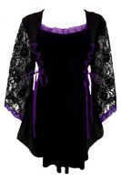 Plus Size Gothic Lace Anastasia Top in Black and Purple