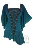 Plus Size Gothic Blue Alchemy Corset Stud Top in Blue Jade