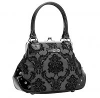 Rock Rebel Mistress Midnight Victorian Damask Studded Purse Handbag
