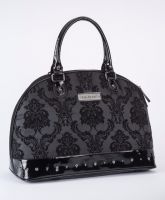 Rock Rebel Large Madame Black Midnight Victorian Damask Studded Overnight Bag Rock Rebel Large Madame Black Midnight Victorian Damask Studded Overnight Bag