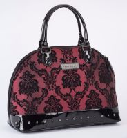 Rock Rebel Large Madame Red Merlot Victorian Damask Studded Overnight Bag Rock Rebel Large Madame Red Merlot Victorian Damask Studded Overnight Bag