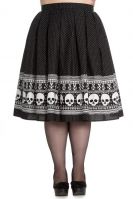 Hell Bunny Plus Size Black & White Halloween Skull Gothic Clara Skirt