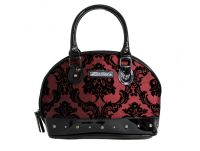 Rock Rebel Margaux Victorian Damask Studded Purse Handbag in Red