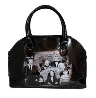 Rock Rebel Black Vegan Vinyl Addams Family Purse Handbag