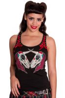 Hell Bunny Gothic Black & Red Unicorn Corset Tank Vest Hell Bunny Gothic Black & Red Unicorn Corset Tank Vest