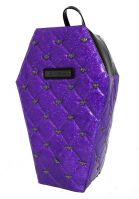 Mina Purple Quilted PVC Coffin Backpack with Bats by Rock Rebel