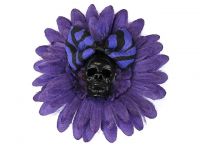 Hairy Scary Purple & Black Skull & Purple Zebra Bow Hairlot Skull Hair Clip