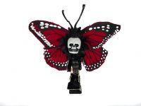 Hairy Scary Red Mini Kahlovera Skull Butterfly Feather Hair Clip