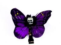 Hairy Scary Purple & Yellow or Purple & Pink Small Kahlovera Skull Butterfly Feather Hair Clip