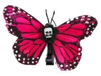 Hairy Scary Pink Medium Kahlovera Skull Butterfly Feather Hair Clip