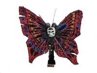 Hairy Scary Red Blue Glitter Medium Kahlovera Skull Butterfly Feather Hair Clip