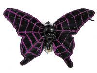 Hairy Scary Black Purple Glitter X Large Kahlovera Skull Butterfly Feather Hair Clip