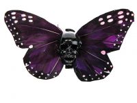 Hairy Scary Magenta Purple X Large Kahlovera Skull Butterfly Feather Hair Clip