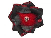 Hairy Scary Black Glitter & Red Feather Skull Lucyfur Hair Clip