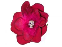 Hairy Scary Pink Feather Skull Lucyfur Hair Clip